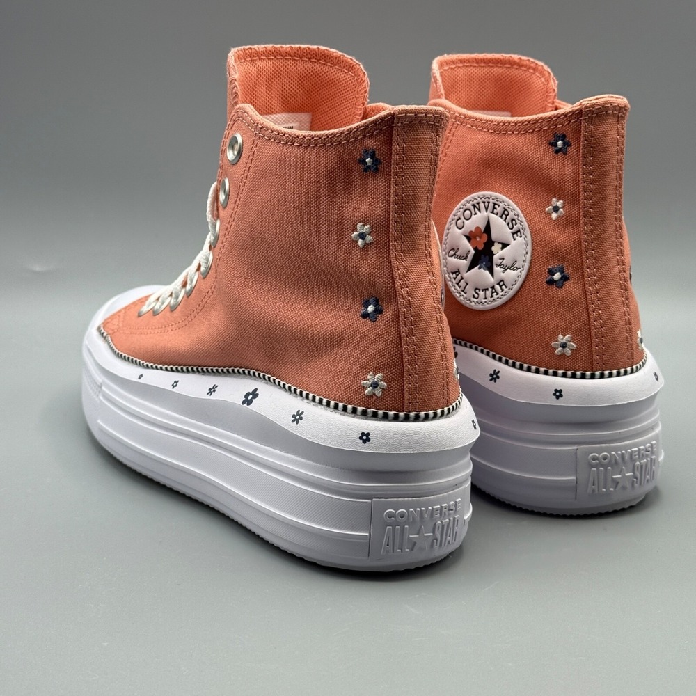Converse Women's 9.5 Sneakers Platform Peach Embroidered Flowers A14266C - Picture 9 of 12